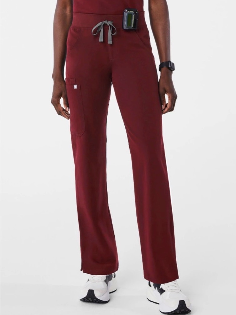 Figs Kade Cargo Straight Leg Scrub Pants in Burgundy